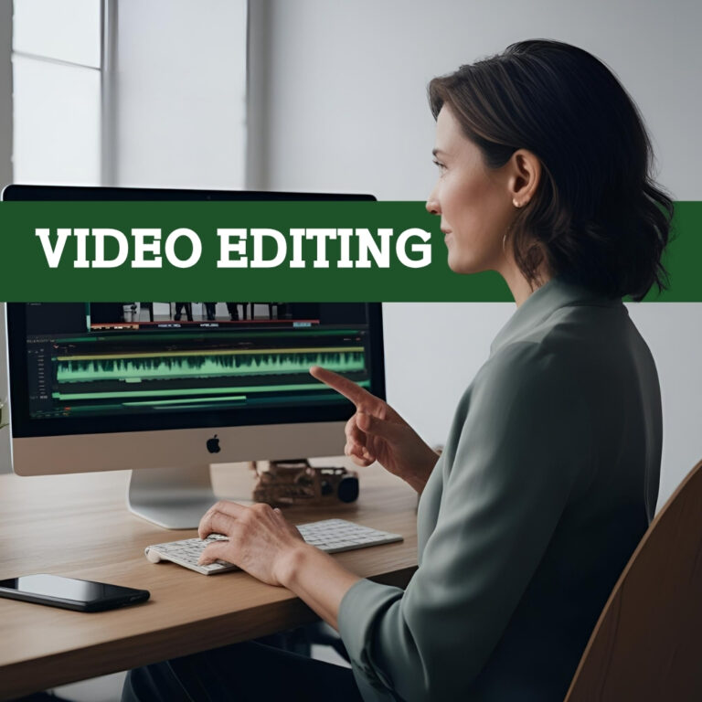 Professional video editing setup with timeline interface, seamless transitions, color grading, and high-resolution output for polished content creation.