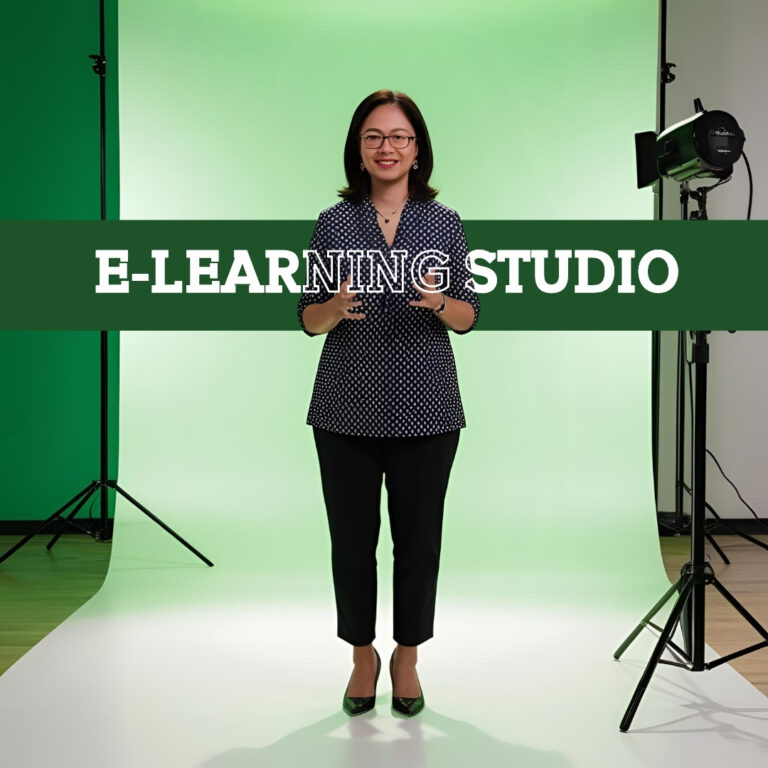 E-learning video shoot in a chroma studio in Gurgaon with a clean green background, professional lighting, and high-resolution setup, perfect for creating educational and training content.